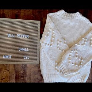 Blu Pepper Sweater, Size Small. NWOT!